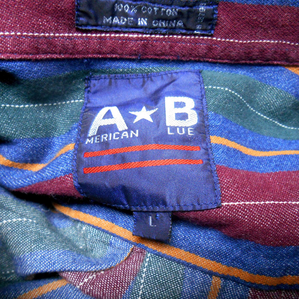 American Blue multi color striped button shirt L - Picture 6 of 6